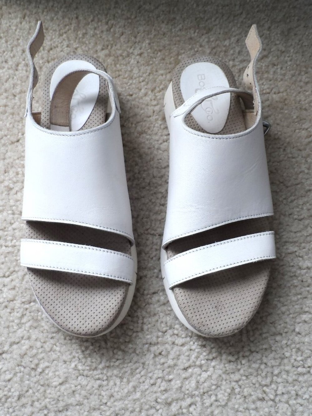 Bos.& co. - white genuine leather  sandals - sz., 37/6.5USA